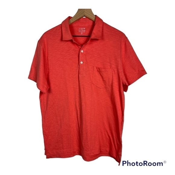 J. Crew Coral Cotton Slub Knit Polo Spring 2023 Sz L - NWT - Picture 1 of 9